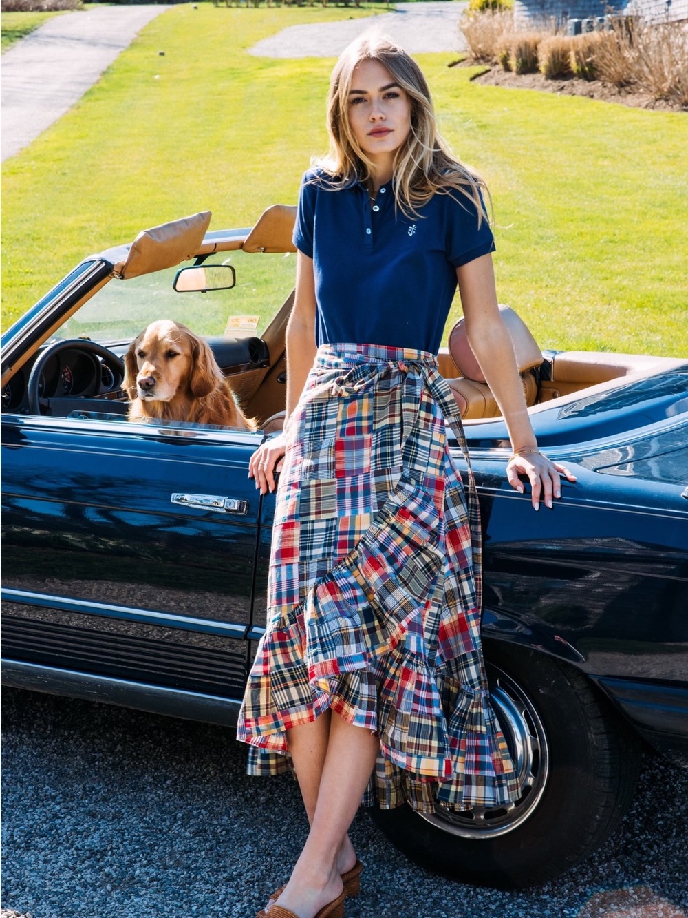 Kiel James Patrick Jacqueline Patchwork Madras Asymmetrical Ruffle Wrap Skirt